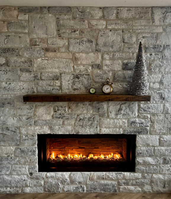 minimalistic mason fireplace